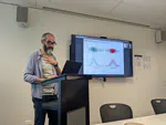 Professor Davide Crepaldi presenting a talk during his visit to Macquarie University